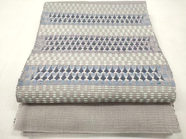 平和屋着物＊夏物　八寸名古屋帯　捩り織　横段文　長尺　正絹　逸品　未使用　DABF0472ea