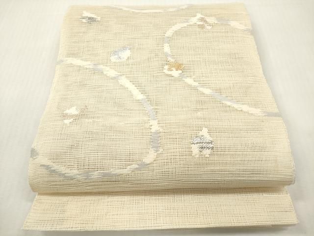 平和屋着物＊夏物　八寸名古屋帯　抽象文様　長尺　正絹　逸品　DABF0474ea