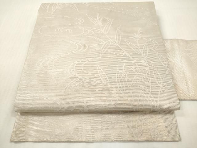 平和屋着物＊夏物　九寸名古屋帯　流水葦文　金糸　正絹　逸品　DABF0487ea