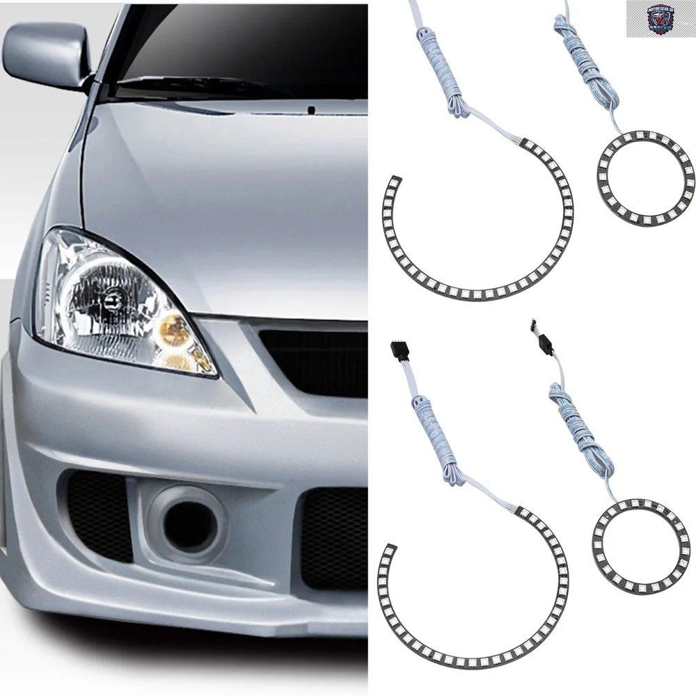 4個入り LED RGB ハローリングライト エンジェルアイ 三菱ランサー IX 9 2004 2005-2007 プロジェクターなし DRL パーキングライト カース