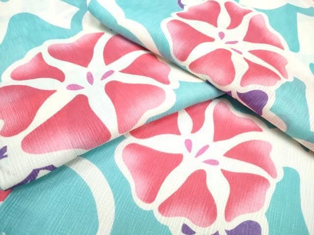 平和屋着物∴夏物　浴衣・小紋兼用　朝顔　綿麻　逸品　未使用　CABJ0058ng