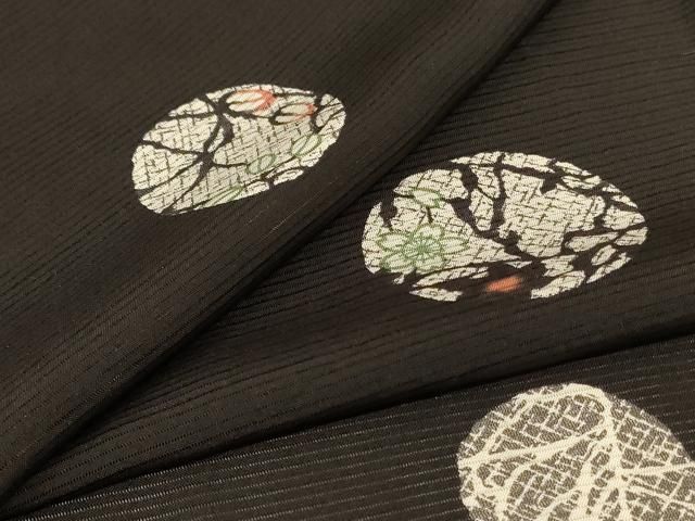 平和屋着物＊夏物　小紋　絽　枝花文　ロング丈　正絹　逸品　AABJ9017jd