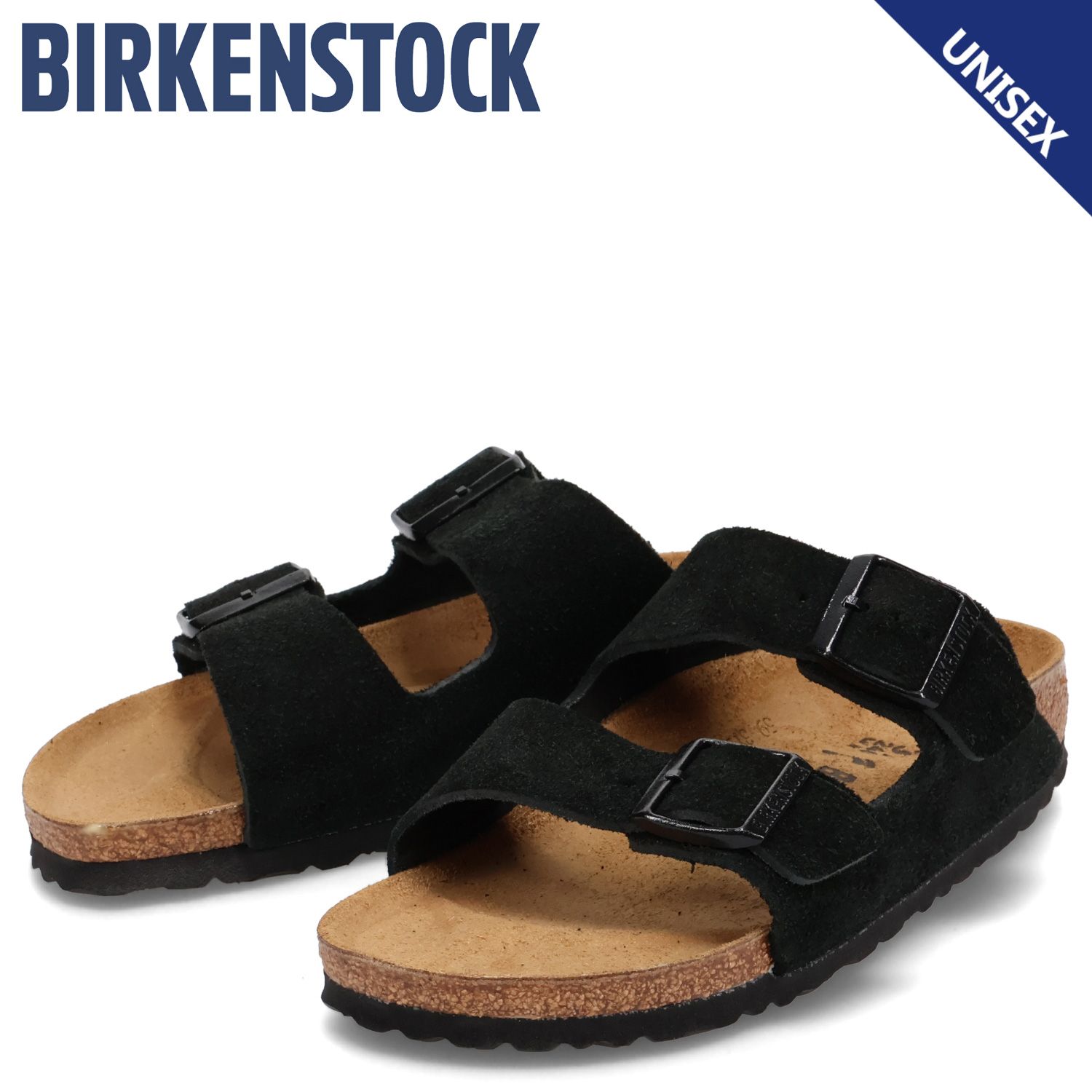 ビルケンシュトック BIRKENSTOCK アリゾナ サンダル レディース 細幅 普通幅 スエードレザー ARIZONA、ブラック(R/M)