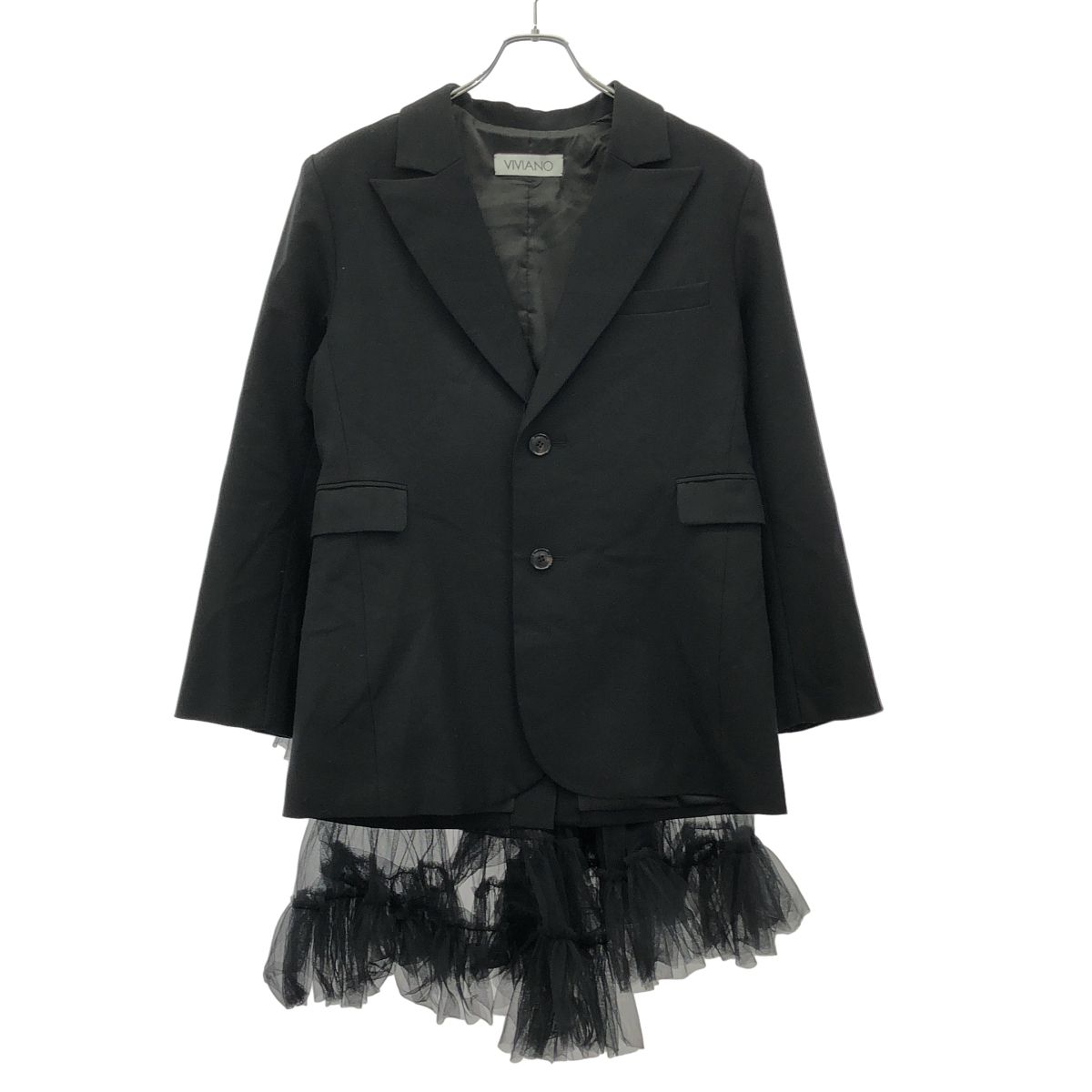 VIVIANO ヴィヴィアーノ 23AW BackTulle TrimmedBlazer チュールデザインジャケット VS-AW23-J02 ブラック M