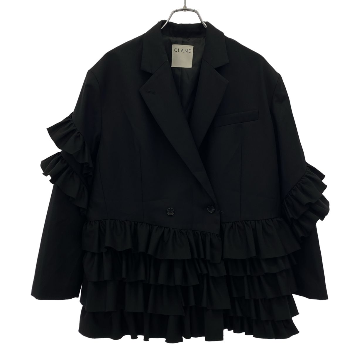 CLANE クラネ 26SS FRILLED TAILORED JACKET オーバーサイズフリルテーラードジャケット 10103-0423 ブラック 2