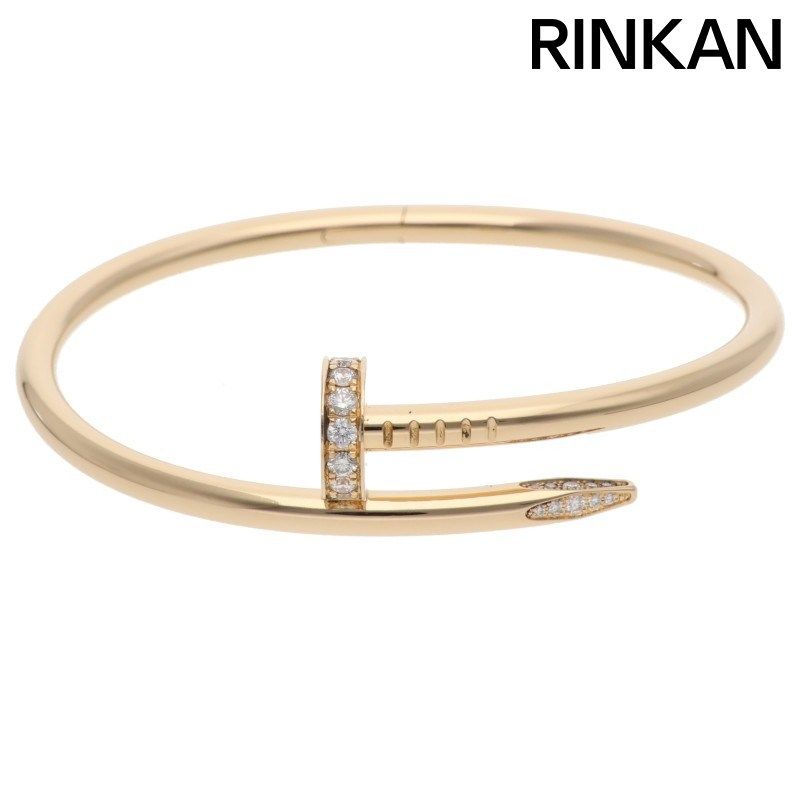 カルティエ 新型 JUSTE UN CLOU BRACELET DIA K18YG ジュストアンクルハーフダイヤブレスレット メンズ 16