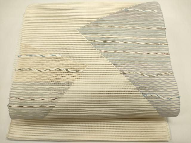 平和屋着物＊夏物　八寸名古屋帯　絽綴れ　幾何学文　金糸　正絹　逸品　DABH1732cd