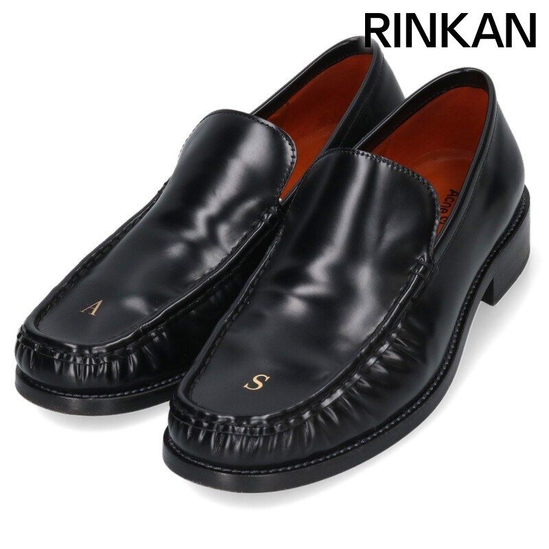アクネストゥディオズ FN-MN-SHOE000286 ASロゴプリントレザーローファー メンズ 42