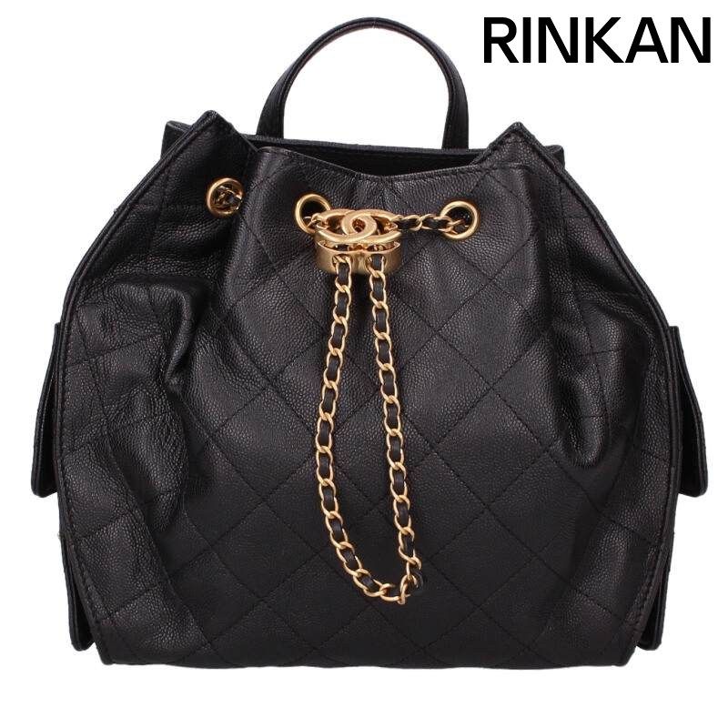 シャネル AS5600 CHANEL25 MEDIUM ゴールド金具キャビアスキンチェーンストラップバックパック レディース