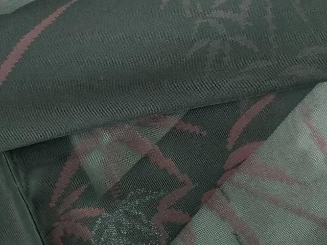 平和屋着物＊夏物　小紋　紗　笹の葉文　黒地　正絹　逸品　DABH0300op 26,000円