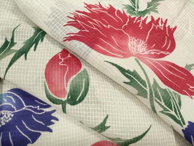 平和屋着物∴ファッションデザイナー　コシノジュンコ　夏物　浴衣　綿紅梅　草花文　綿　逸品　CABH7886ze