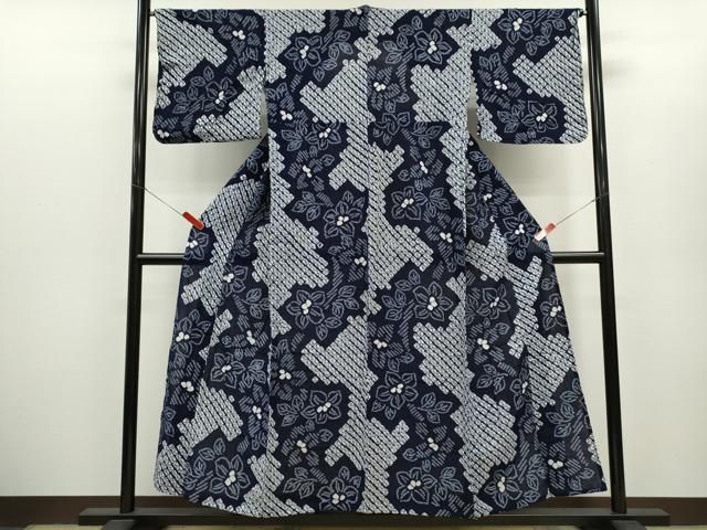 平和屋着物∴夏物 浴衣 有松鳴海絞り 草花文 綿 逸品 CABH7902ze