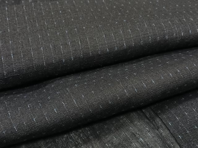 平和屋着物＊夏物　男性　小紋　紗　格子　黒地　CABI3848xi