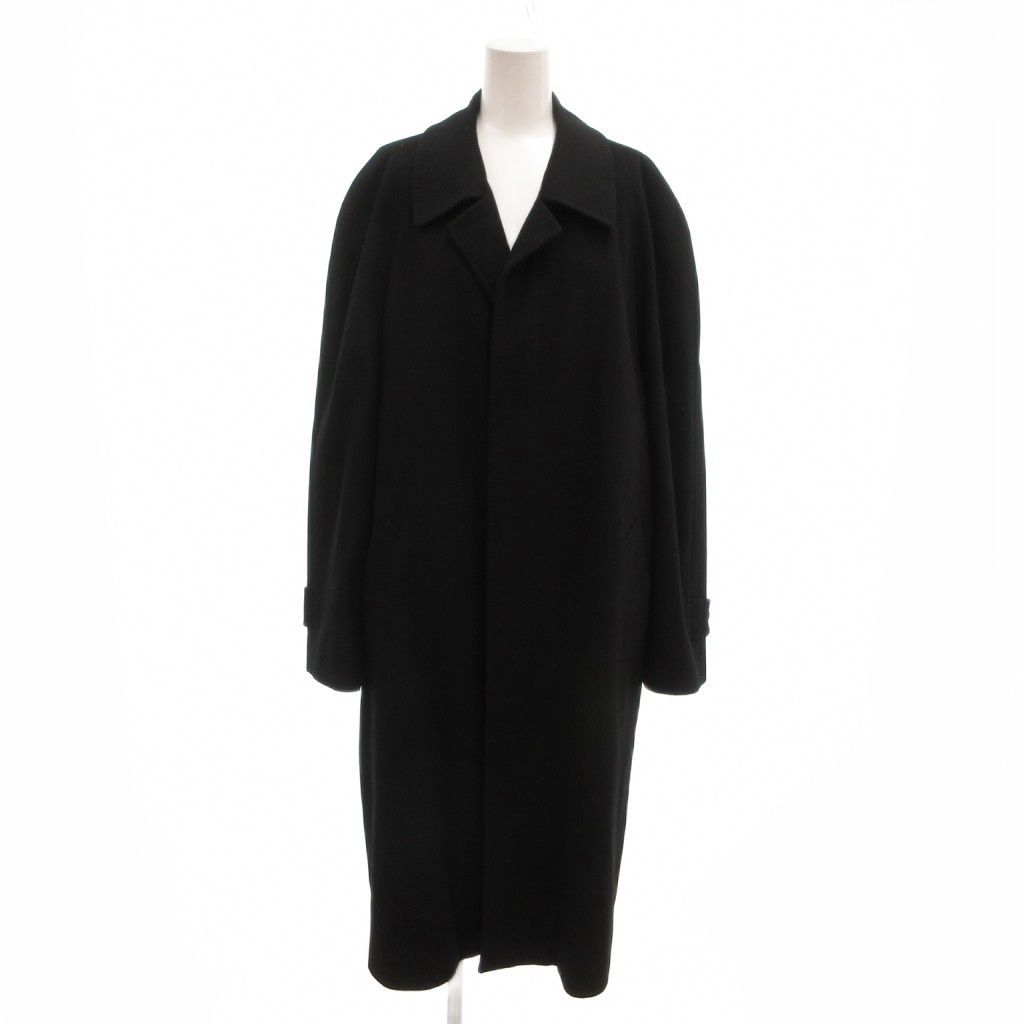 ハーディエイミス HARDY AMIES 美品 ステンカラーコート 比翼仕立て ラグランスリーブ カシミヤ 黒 ブラック /MX