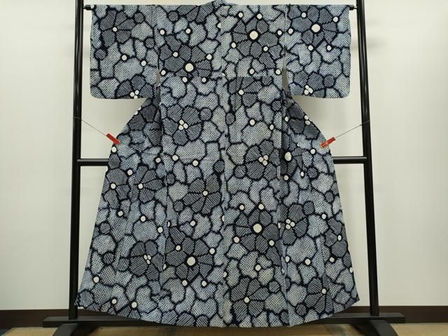 平和屋着物∴夏物　浴衣　有松鳴海絞り　花尽くし　綿　逸品　CABH7920ze