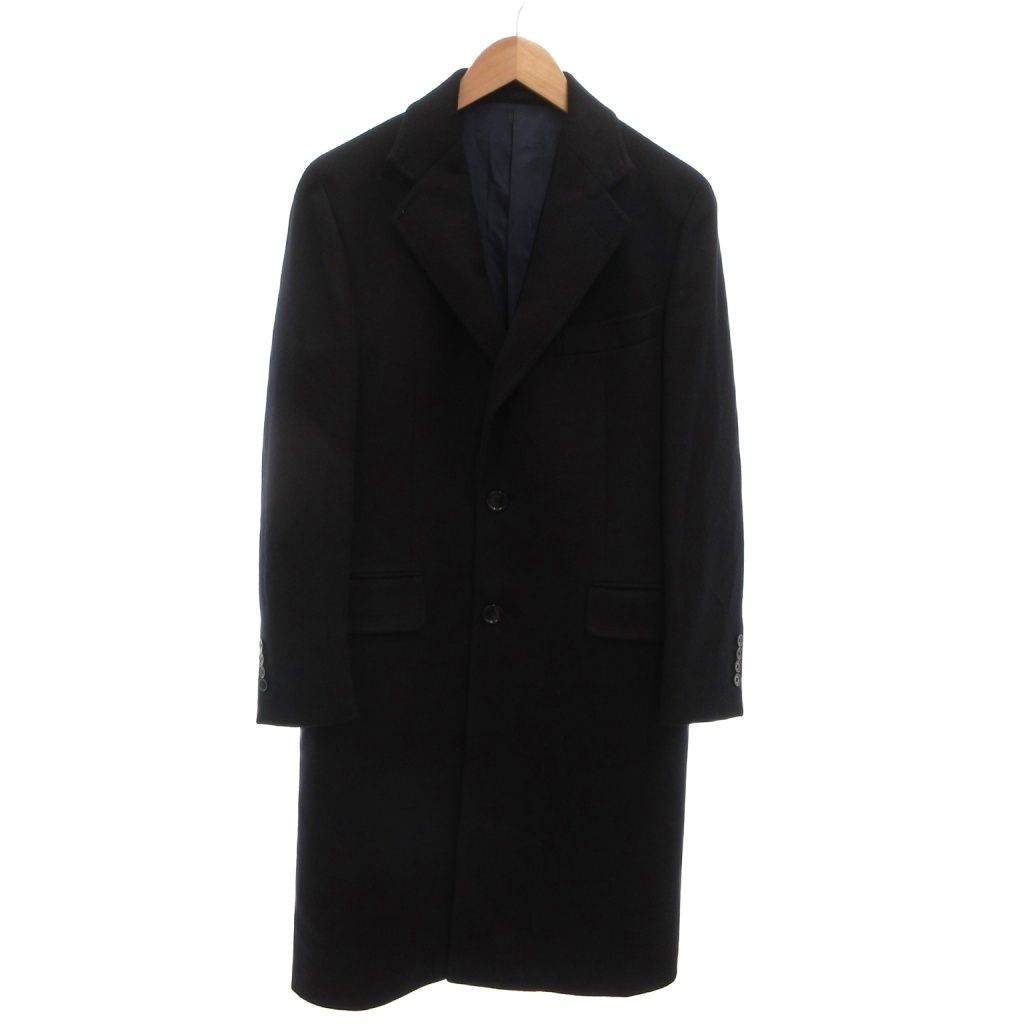 テーラーフクオカ TAILOR FUKUOKA 美品 チェスターコート シングルブレスト 3B カシミヤ 黒 ブラック /MX