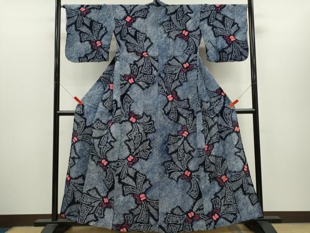 平和屋着物∴夏物　浴衣　有松鳴海絞り　束ね熨斗文　綿　逸品　CABH7923ze