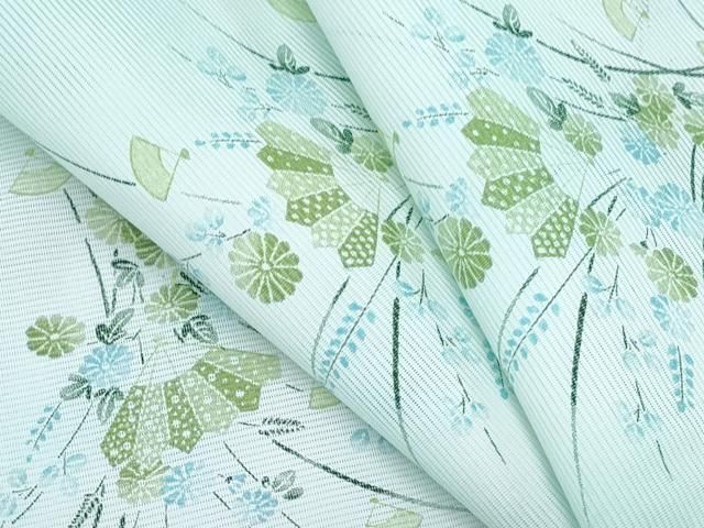 平和屋着物＊夏物　小紋　絽　扇面花文　洗える着物　CABI1413th 19,500円