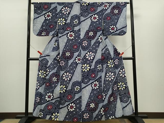 平和屋着物∴夏物　浴衣　有松鳴海絞り　切嵌舞花文　綿　逸品　CABH7934ze