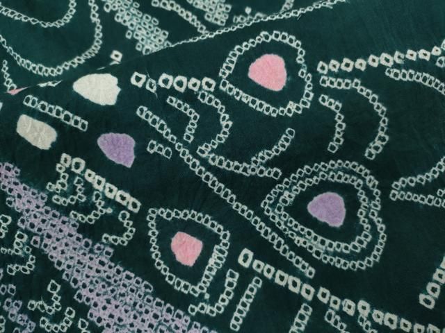 平和屋着物∴夏物 浴衣 有松鳴海絞り 孔雀文 綿 逸品 未使用