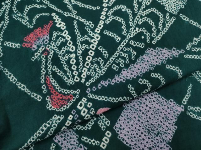 平和屋着物∴夏物 浴衣 有松鳴海絞り 孔雀文 綿 逸品 未使用