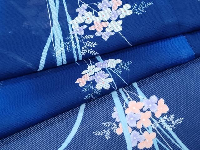 平和屋着物＊夏物　小紋　絽　草花文　暈し染め　洗える着物　CABI1430th 19,500円