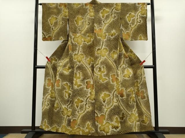 平和屋着物∴夏物　浴衣　有松鳴海絞り　舞蝶唐草文　綿　逸品　CABH7938ze