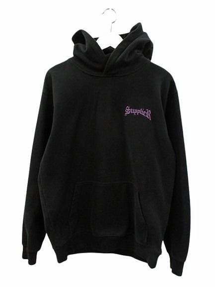 SUPPLIER サプライヤー Outline Cross Zip Hoodie アウトラインクロスジップフーディ パーカー M 黒 ブラック 長袖 プルオーバー トップス