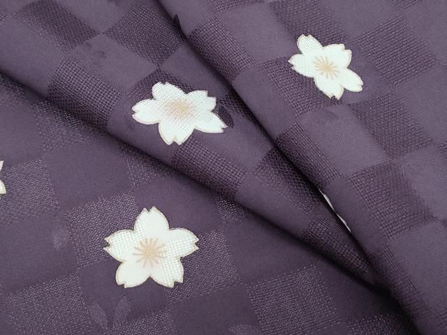 平和屋着物＊夏物　小紋　市松文紗　舞桜文　金彩　正絹　逸品　CABI1447th