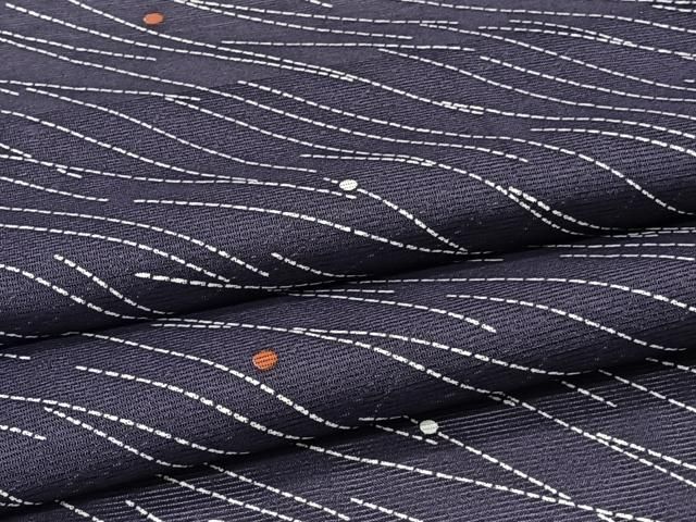平和屋着物＊夏物　小紋　絽　斜線文　洗える着物　CABI3888xi