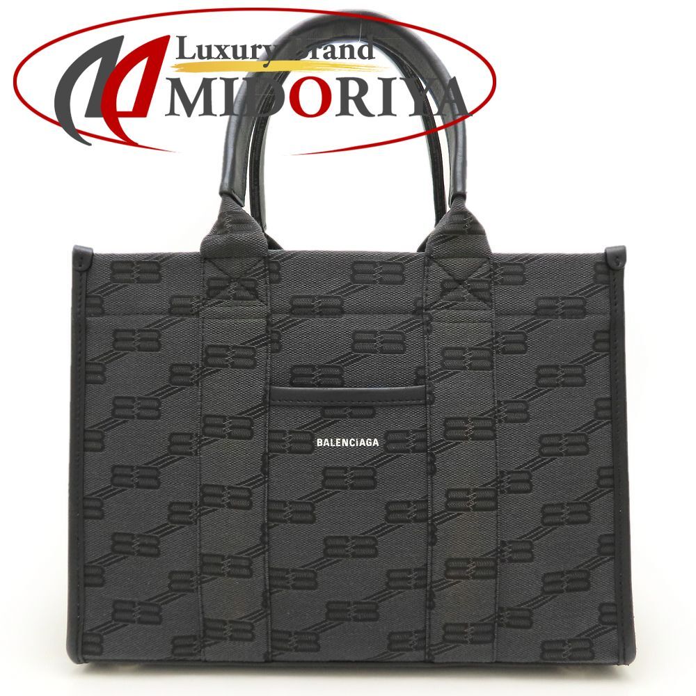 BALENCIAGA バレンシアガ ハードウェア 714187 トートバッグ キャンバスxレザー ブラック レディース/353326【中古】