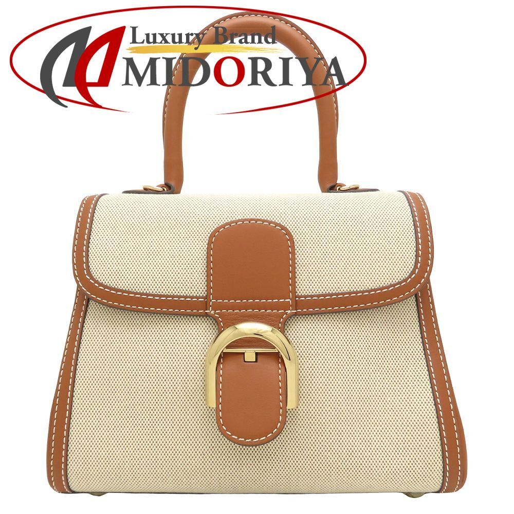 DELVAUX デルヴォー ブリヨンPM ハンドバッグ キャンバスxレザー ナチュラル タン レディース/353335【未使用】