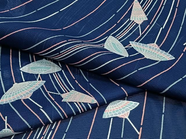 平和屋着物＊夏物　小紋　絽　流水番傘　洗える着物　CABI3906xi