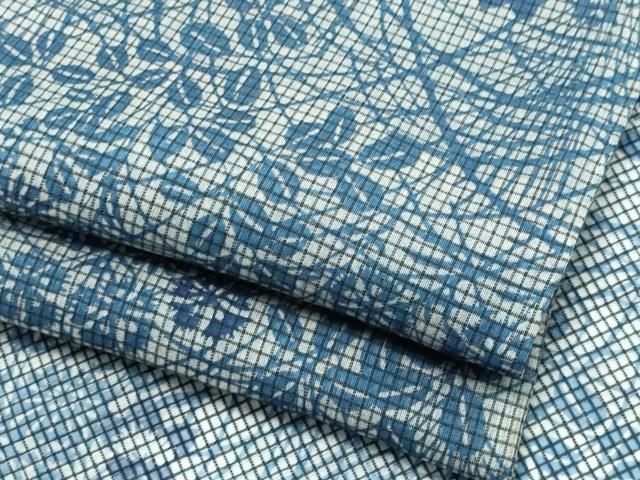 平和屋着物＊夏物　小紋・浴衣兼用　絹紅梅　草花文　絹綿　逸品　CABI6451ou