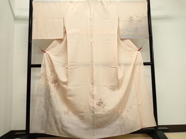 平和屋着物＊夏物　中国三大刺繍　スワトウ刺繍　訪問着　絽　雪輪草花文　銀糸　正絹　逸品　CABI6458ou