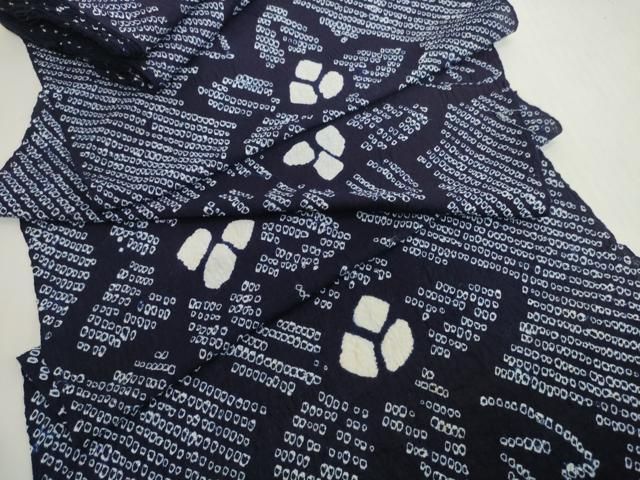 平和屋着物＊夏物　有松鳴海絞り　浴衣　反物　着尺　花繋ぎ　綿　逸品　未使用　DABH2347zzz