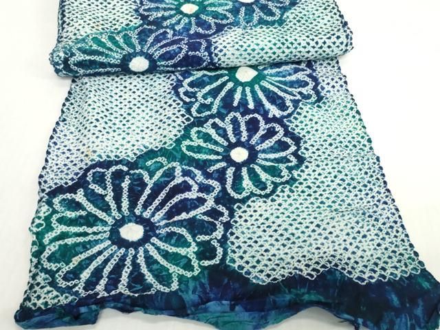 平和屋着物＊夏物 有松鳴海絞り 浴衣 反物 着尺 花繋ぎ 綿 逸品 未使用