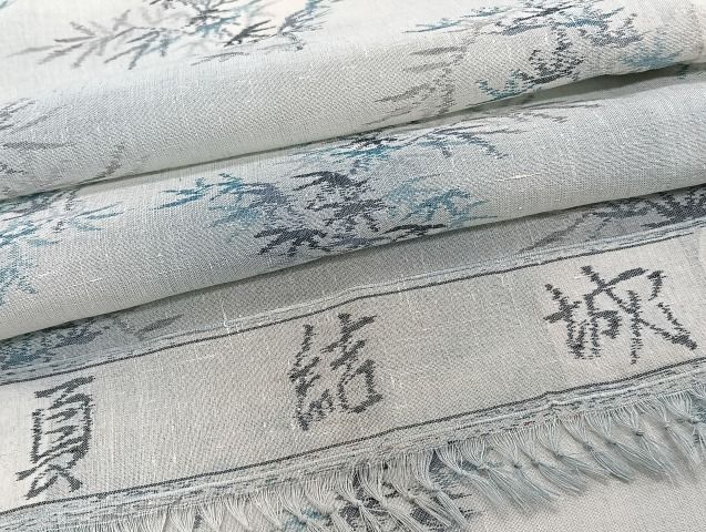 平和屋着物＊夏物　夏結城　枝笹文　小千谷織物　反端付き　正絹　逸品　CABI3918xi 32,110円
