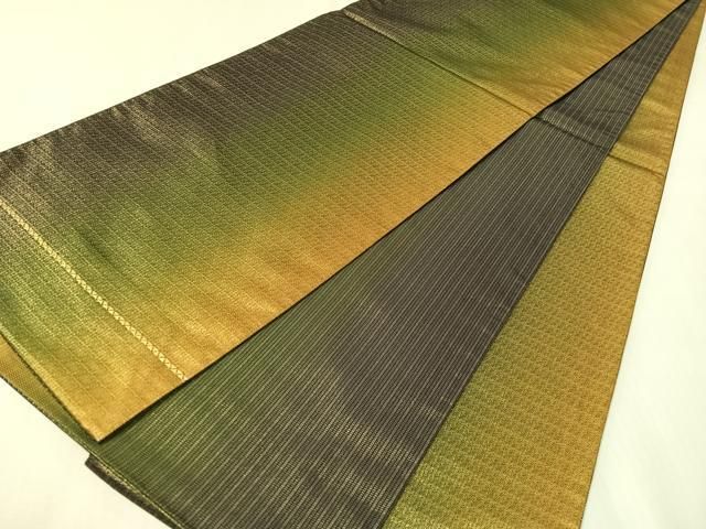 平和屋着物●両面　全通柄袋帯　霞文　金糸　正絹　逸品　CABI4375vp