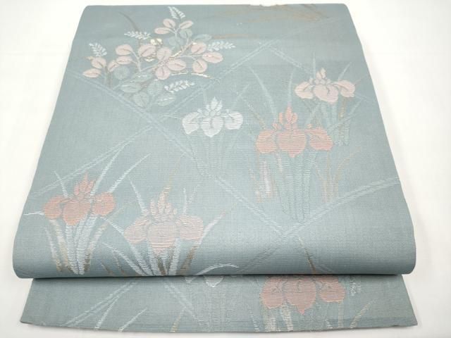 平和屋着物＊夏物　六通柄袋帯　草花文　金糸　正絹　逸品　CABI8578tx
