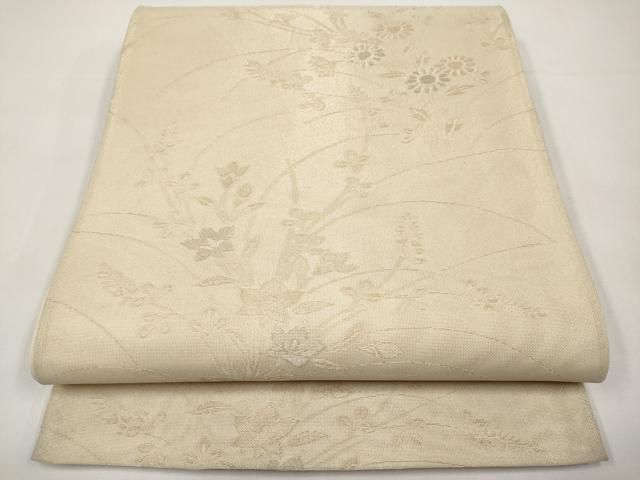 平和屋着物＊夏物　六通柄袋帯　秋草文　金銀糸　正絹　逸品　CABI8587tx