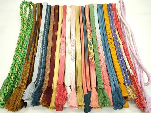 平和屋着物●和装小物　帯締め20本セット　高麗組　冠組　笹浪組　大和組　鴨川組　礼装　金糸　未使用あり　逸品　CABH2382ju