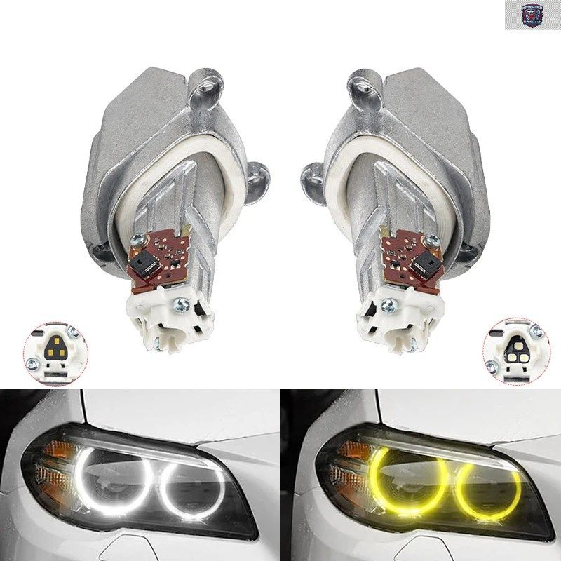LEDイエローエンジェルアイライト 18592200 DRLモジュールランプ カーヘッドライトダイオードユニット 63117343876 BMW 5シリーズ 2014 201