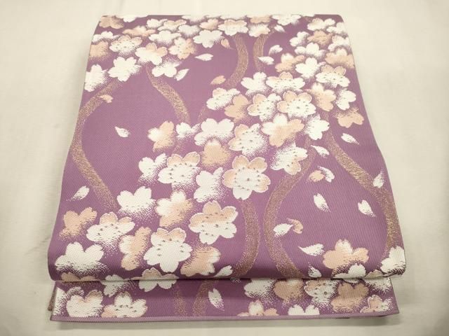 平和屋着物●六通柄袋帯　舞桜文　金糸　正絹　逸品　CABI7550dy