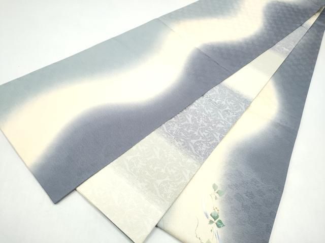 平和屋着物●両面　太鼓柄袋帯　作家物　手描き　枝葉鳥文　金銀彩　正絹　逸品　CABI9097hy