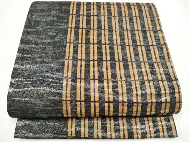 平和屋着物●二代目 川村久太郎　全通柄袋帯　間道　銀糸　正絹　逸品　CABI9163hy