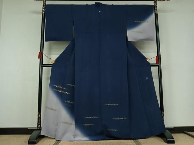 平和屋着物▽創業460年・千總　訪問着　単衣　箔散らし文様　暈し染め　金彩　正絹　逸品　AABK1944jh