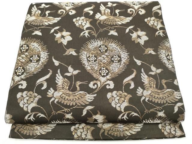 平和屋着物●全通柄　本袋帯　飛鶴更紗花文　金糸　松坂屋扱い　正絹　逸品　CABI9177hy