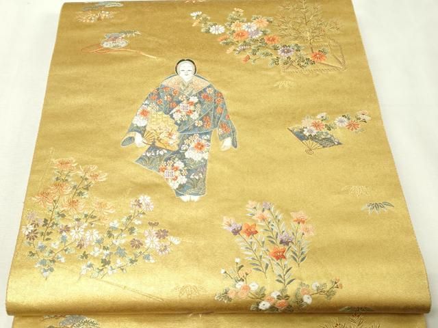 平和屋本店●六通柄袋帯　熊野純絵文　本金箔　金泥箔　正絹　逸品　DABI1062sf