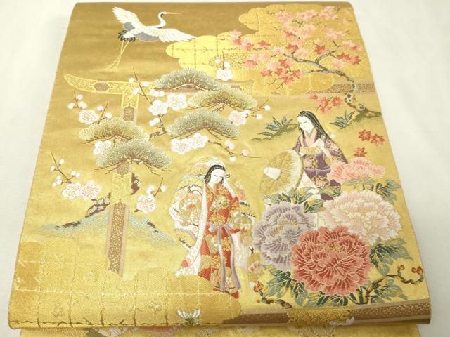 平和屋本店●西陣　長嶋成織物　ながしま帯　六通柄袋帯　陽光華宴　本金箔　瀞金錦　正絹　逸品　DABI1088sf